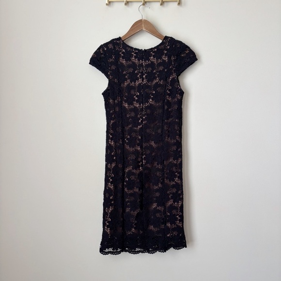 Miss June Lace Sheath Cocktail Dress 1 Small Black LBD - Picture 4 of 9